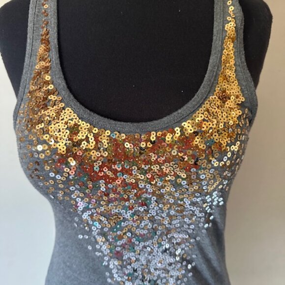 Grey Tank with Gold and Silver Sequin Tank Top 8422 - Picture 4 of 7